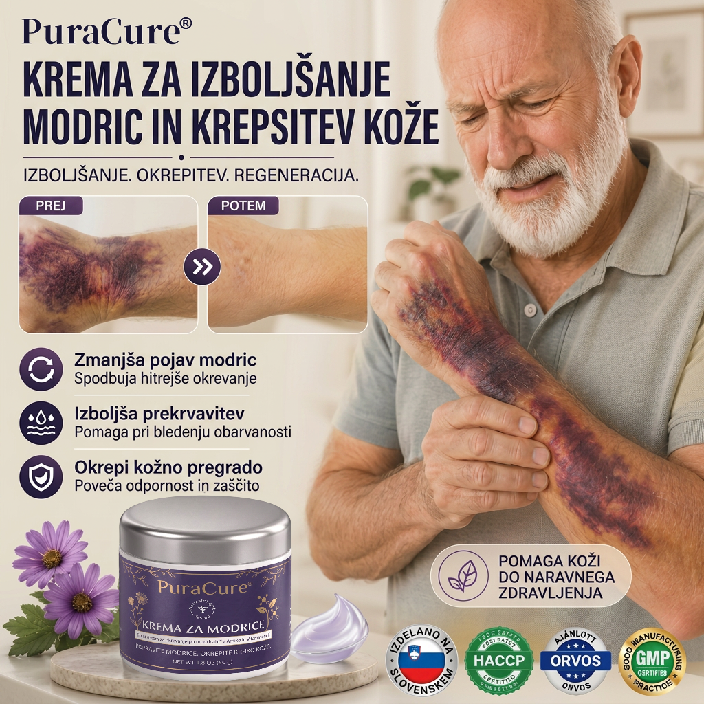 🪻 100K+ PRODAJ 💁‍♀️ – PuraCure® Krema za obnovo modric in krepitev kože
