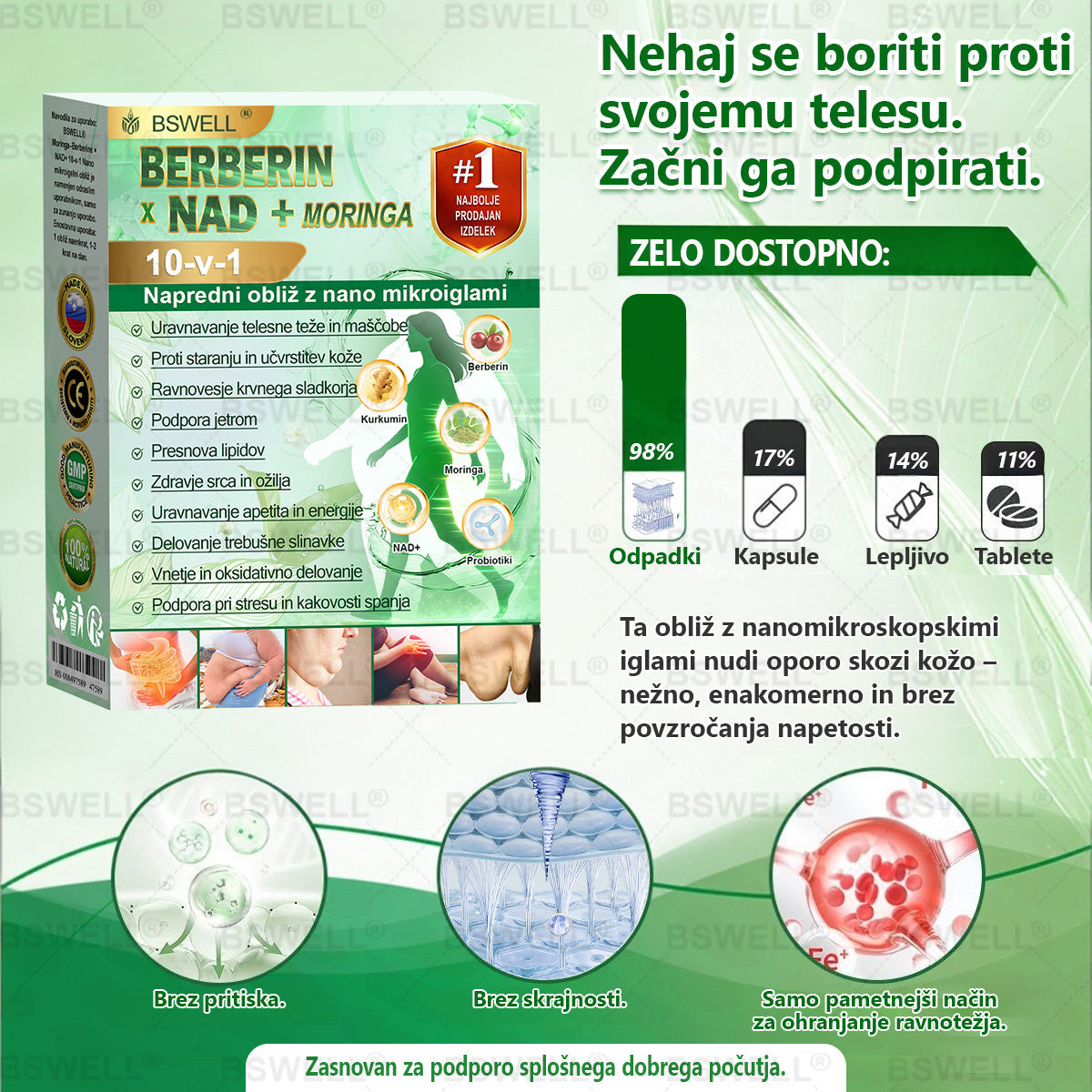 🌈BSWELL® Nano mikroneedling shujševalni obliž (Samo enkrat na dan, vidne spremembe v 28 dneh)  ✅ Za debelost, zdravje srca in ožilja, sladkorno bolezen, spalno apnejo, zdravje črevesja, težave s sklepi in še več.