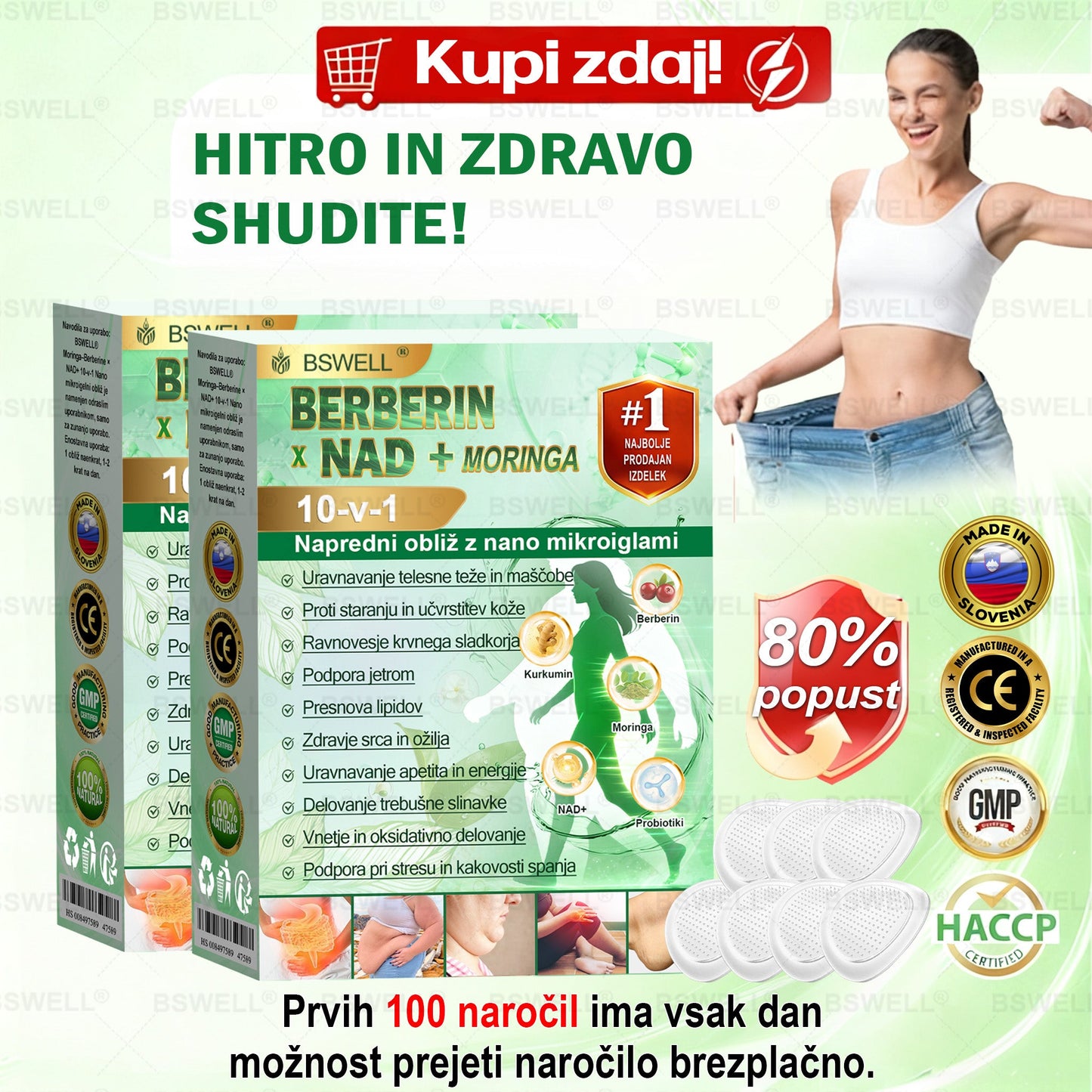 🌈BSWELL® Nano mikroneedling shujševalni obliž (Samo enkrat na dan, vidne spremembe v 28 dneh)  ✅ Za debelost, zdravje srca in ožilja, sladkorno bolezen, spalno apnejo, zdravje črevesja, težave s sklepi in še več.